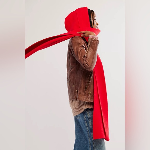 Free People All for You Hooded Scarf in Space Cherry - Picture 3 of 3
